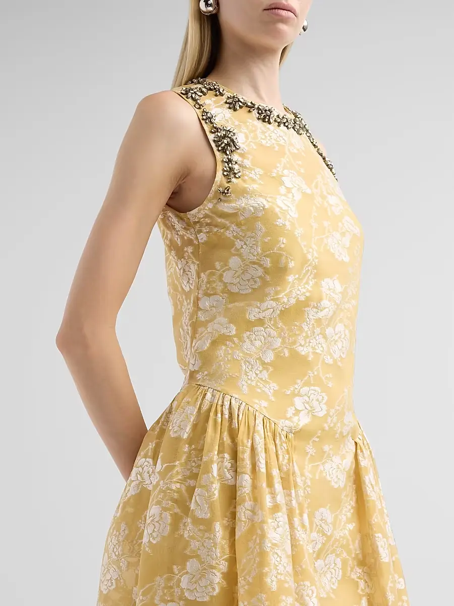 Cinq à Sept Women's Florence Floral Jacqaurd Midi-Dress | Thumbnail 5 Cinq à Sept Women's Florence Floral Jacqaurd Midi-Dress | Thumbnail 5
