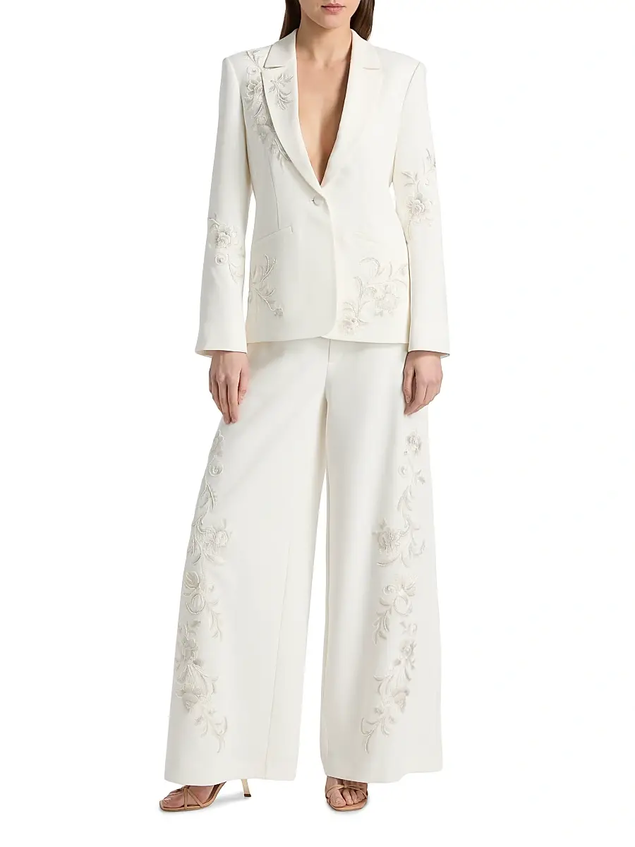 Cinq à Sept Women's Roxane Embroidered Wide-Leg Pants | Thumbnail 2 Cinq à Sept Women's Roxane Embroidered Wide-Leg Pants | Thumbnail 2