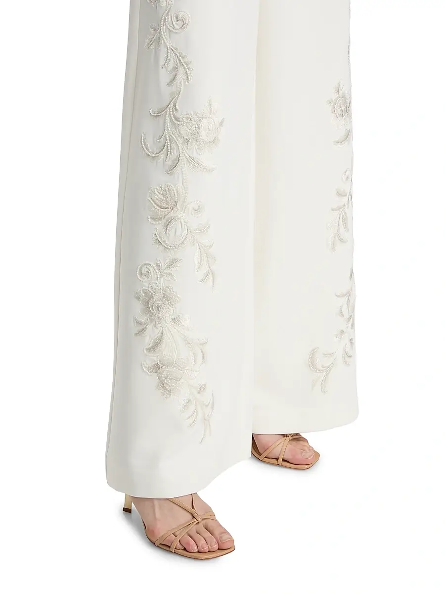 Cinq à Sept Women's Roxane Embroidered Wide-Leg Pants | Thumbnail 6 Cinq à Sept Women's Roxane Embroidered Wide-Leg Pants | Thumbnail 6