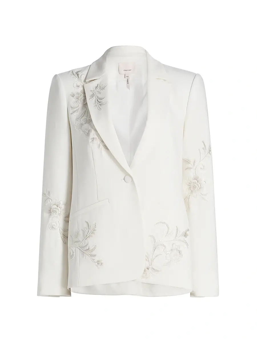 Cinq à Sept Women's Karlie Embroidered Blazer - Ivory Natural - Size 16 | Image 1 Cinq à Sept Women's Karlie Embroidered Blazer - Ivory Natural - Size 16 | Image 1