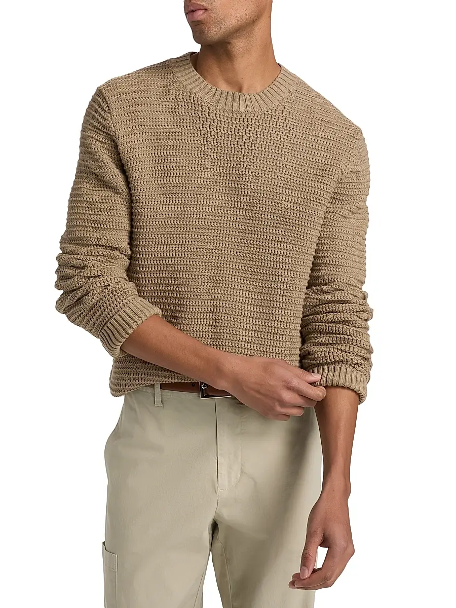 Vince Men's Knitted Cotton-Cashmere Crewneck Sweater | Thumbnail 3 Vince Men's Knitted Cotton-Cashmere Crewneck Sweater | Thumbnail 3