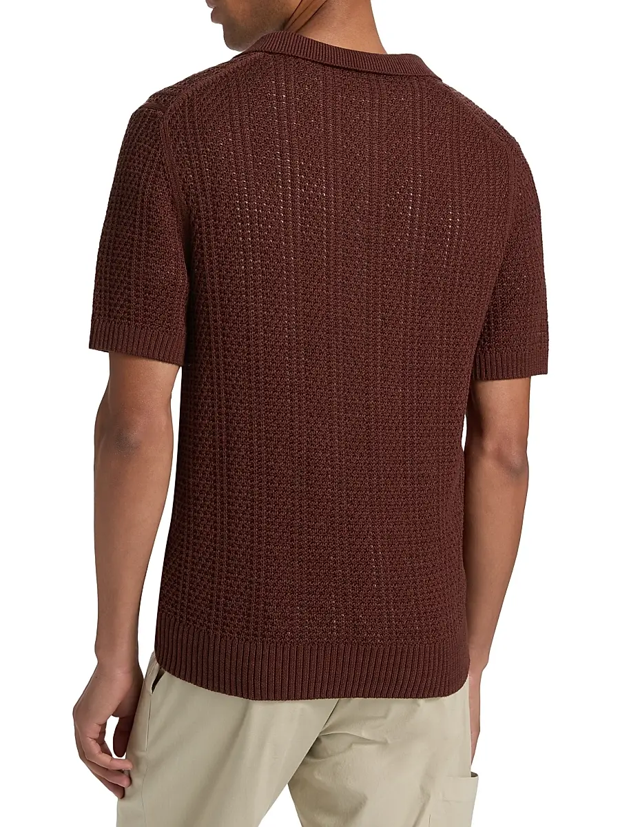 Vince Men's Seed-Stitch Ribbed Cotton Polo Shirt | Thumbnail 5 Vince Men's Seed-Stitch Ribbed Cotton Polo Shirt | Thumbnail 5