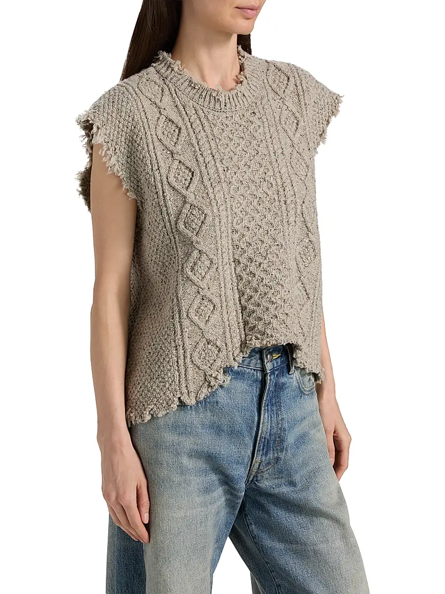 R13 Women's Boyfriend Cable-Knit Wool-Blend Sweater Vest | Thumbnail 4 R13 Women's Boyfriend Cable-Knit Wool-Blend Sweater Vest | Thumbnail 4