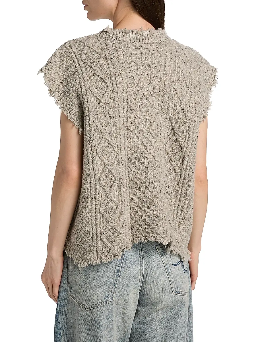R13 Women's Boyfriend Cable-Knit Wool-Blend Sweater Vest | Thumbnail 5 R13 Women's Boyfriend Cable-Knit Wool-Blend Sweater Vest | Thumbnail 5