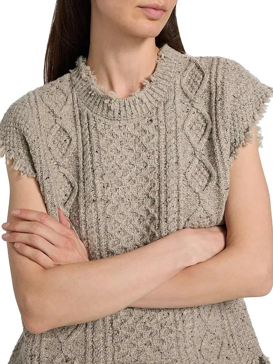 R13 Women's Boyfriend Cable-Knit Wool-Blend Sweater Vest | Thumbnail 6 R13 Women's Boyfriend Cable-Knit Wool-Blend Sweater Vest | Thumbnail 6