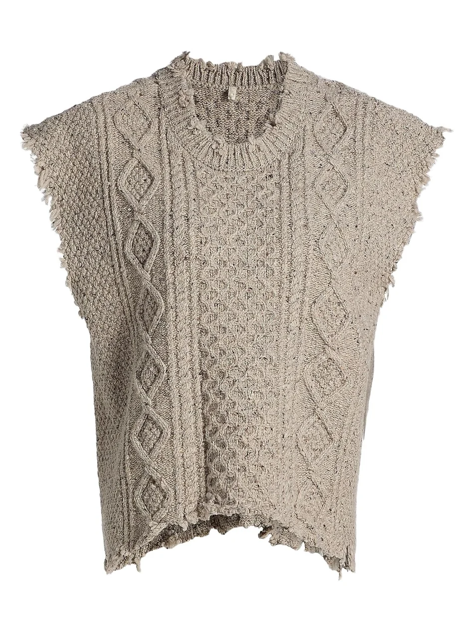 Women's Boyfriend Cable-Knit Wool-Blend Sweater Vest Women's Boyfriend Cable-Knit Wool-Blend Sweater Vest