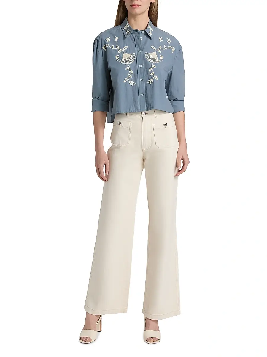 Veronica Beard Women's Taylor Cotton High-Rise Wide-Leg Jeans | Thumbnail 2 Veronica Beard Women's Taylor Cotton High-Rise Wide-Leg Jeans | Thumbnail 2