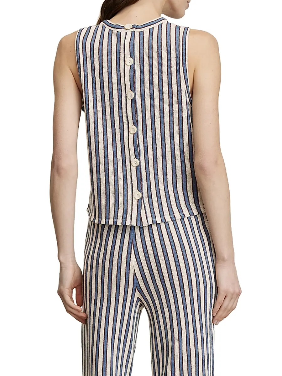 Veronica Beard Women's Dravin Striped Cotton-Blend Sleeveless Top | Thumbnail 4 Veronica Beard Women's Dravin Striped Cotton-Blend Sleeveless Top | Thumbnail 4