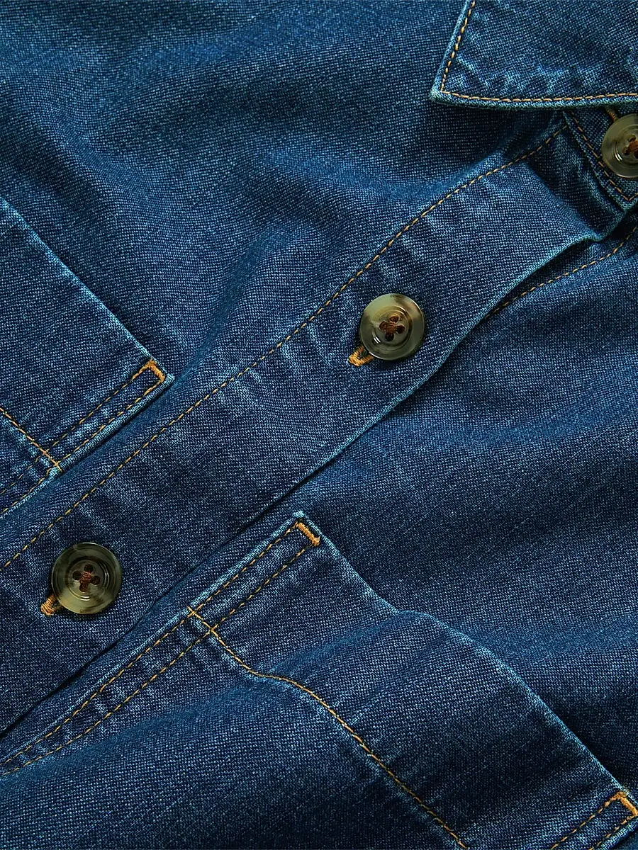 Veronica Beard Women's Spruce Denim Short-Sleeve Shirt | Thumbnail 6