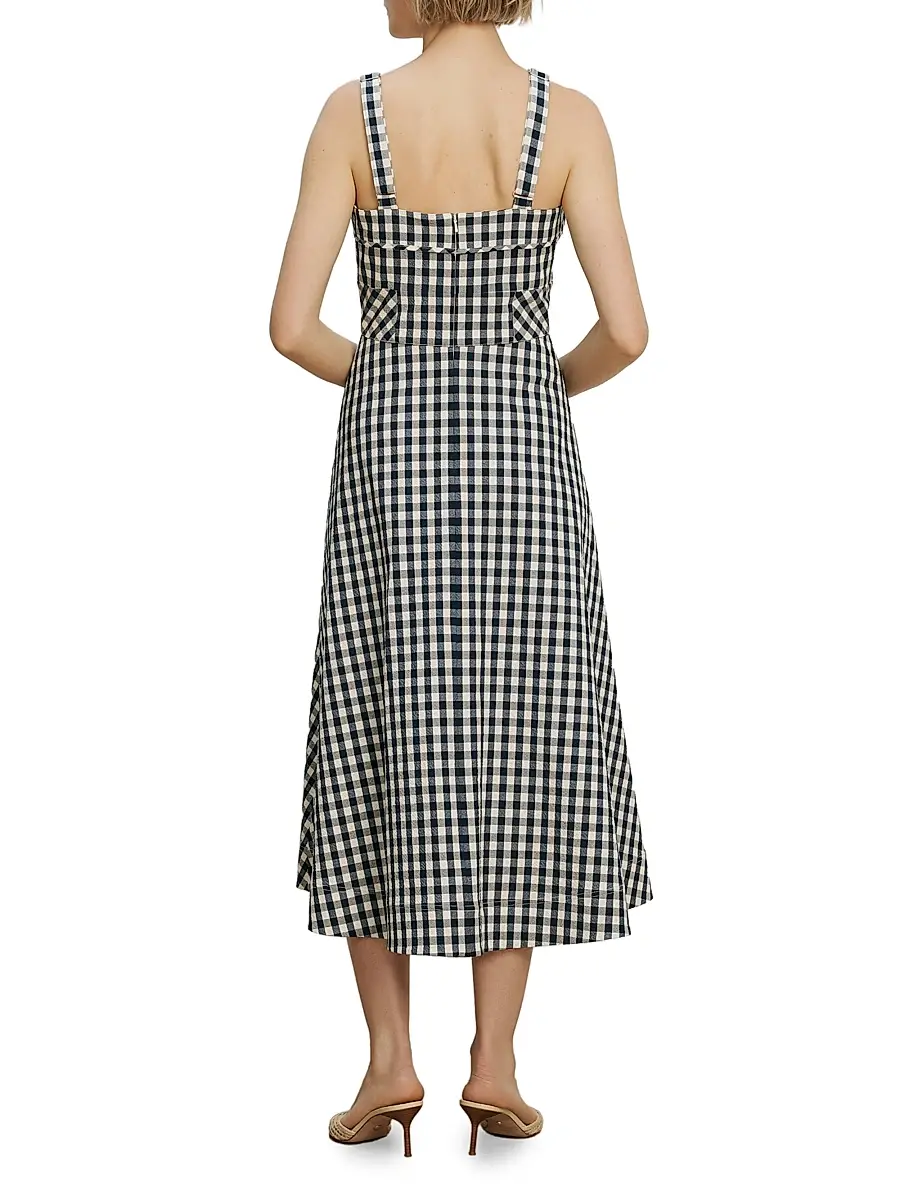 Veronica Beard Women's Aila Gingham Midi-Dress | Thumbnail 4 Veronica Beard Women's Aila Gingham Midi-Dress | Thumbnail 4