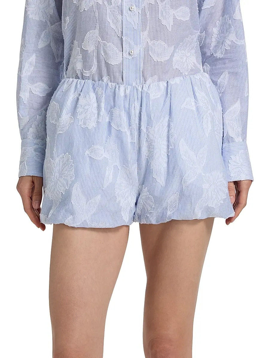 Generation Love Women's Olson Floral-Striped Cotton Bubble Shorts | Thumbnail 3 Generation Love Women's Olson Floral-Striped Cotton Bubble Shorts | Thumbnail 3