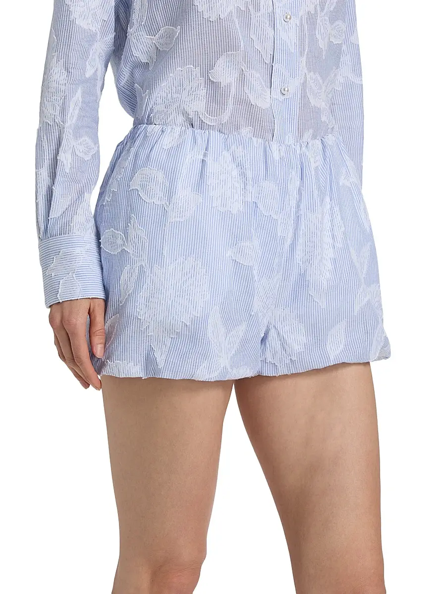Generation Love Women's Olson Floral-Striped Cotton Bubble Shorts | Thumbnail 4 Generation Love Women's Olson Floral-Striped Cotton Bubble Shorts | Thumbnail 4
