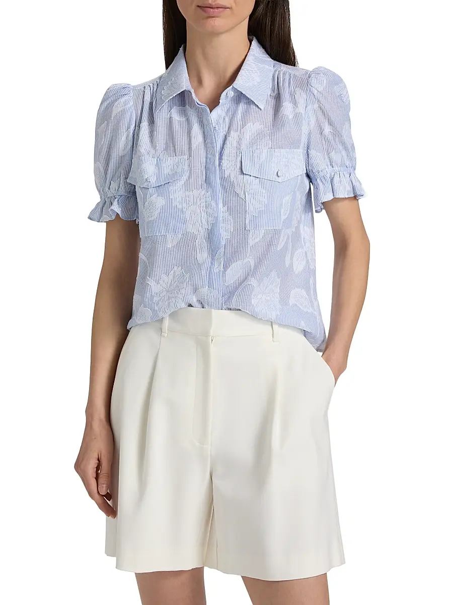Generation Love Women's Mina Floral-Stripe Cotton Shirt | Thumbnail 3