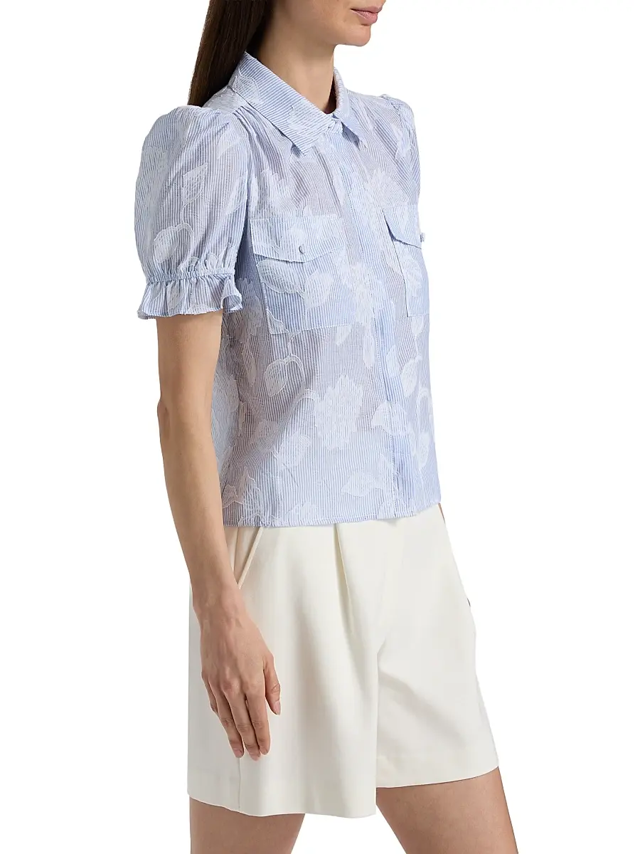 Generation Love Women's Mina Floral-Stripe Cotton Shirt | Thumbnail 4