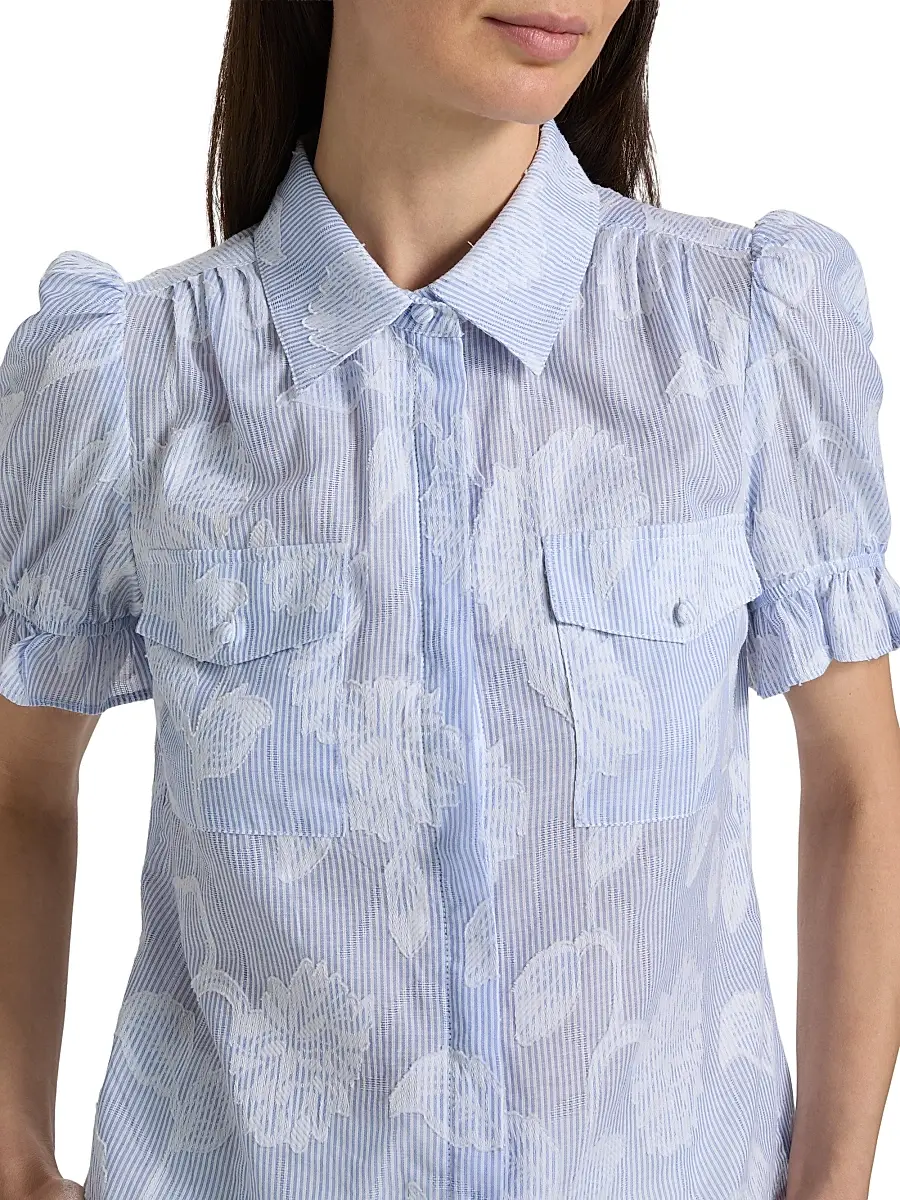 Generation Love Women's Mina Floral-Stripe Cotton Shirt | Thumbnail 6