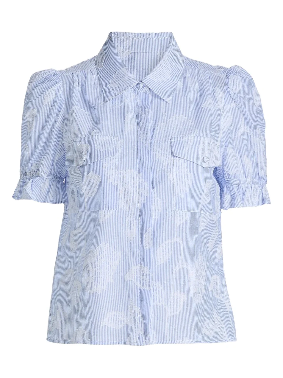 Women's Mina Floral-Stripe Cotton Shirt Women's Mina Floral-Stripe Cotton Shirt