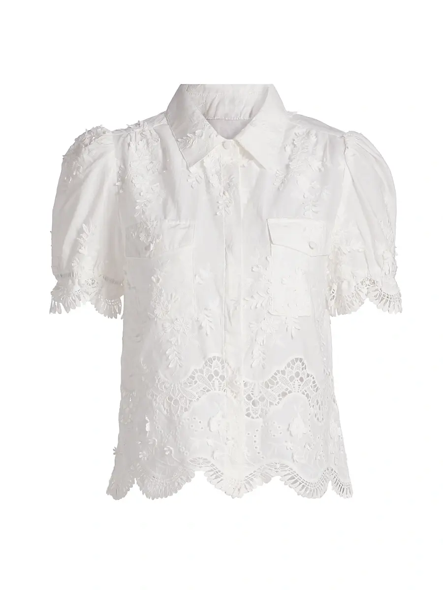 Generation Love Women's Mina 3D Voile Top - White | Image 1 Generation Love Women's Mina 3D Voile Top - White | Image 1