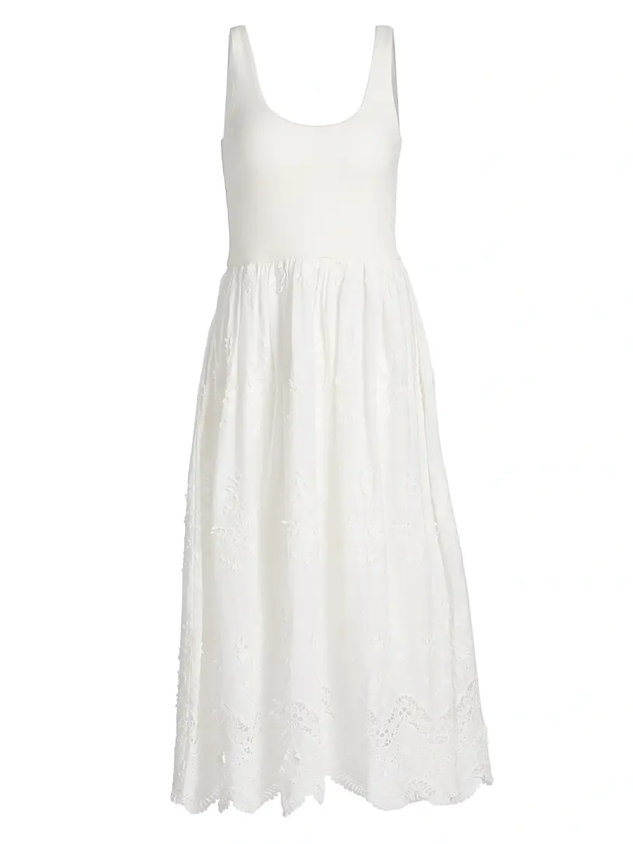 Generation Love Women's Leann 3D Voile Combo Midi-Dress - White | Image 1 Generation Love Women's Leann 3D Voile Combo Midi-Dress - White | Image 1