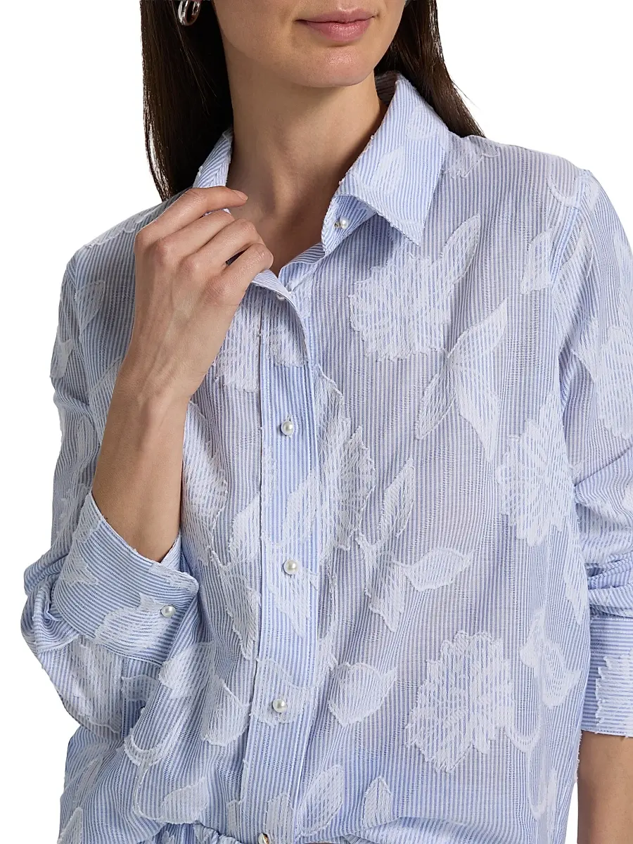 Generation Love Women's Malinda Floral Stripe Cotton Shirt | Thumbnail 6 Generation Love Women's Malinda Floral Stripe Cotton Shirt | Thumbnail 6