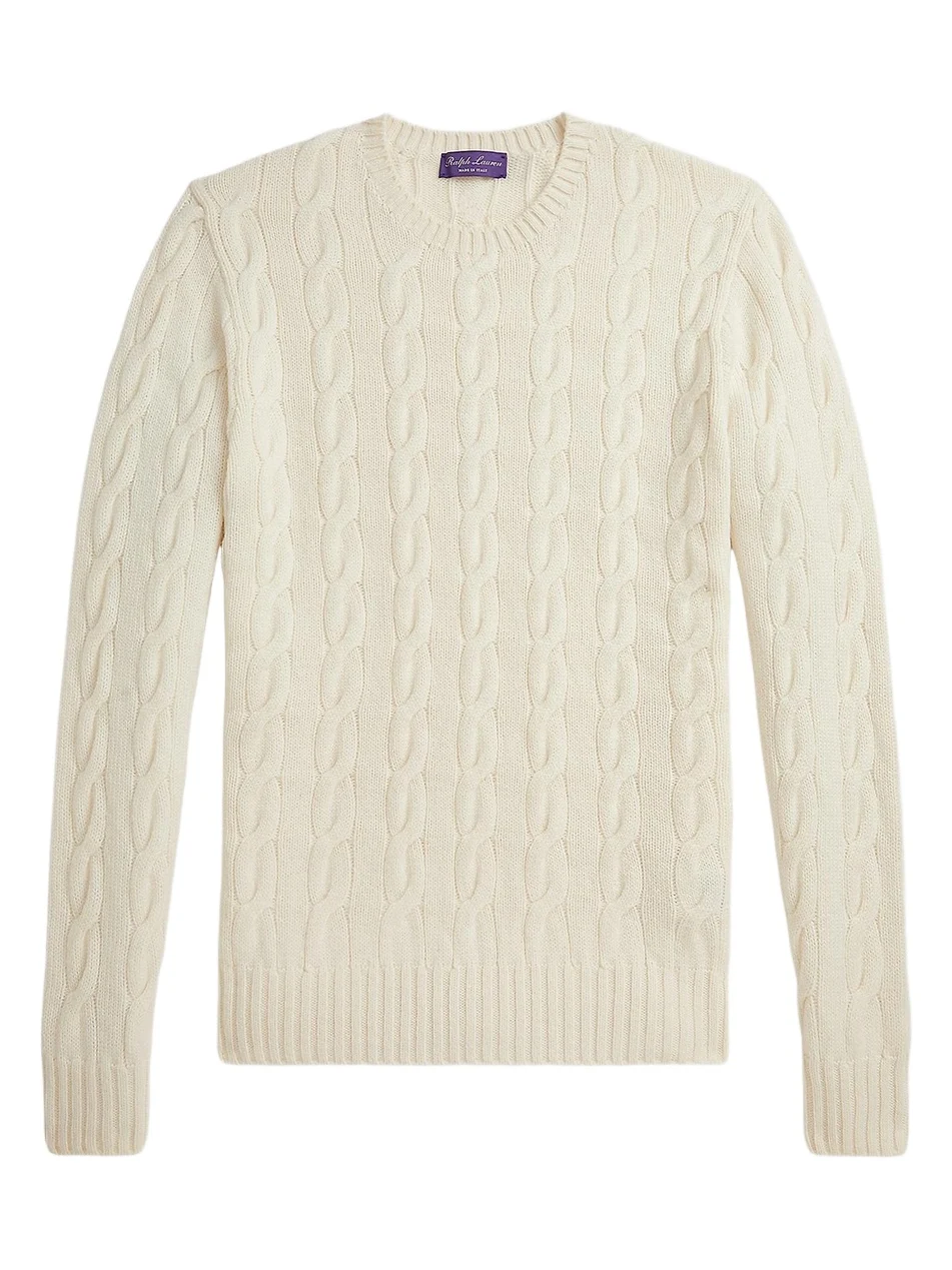 Men's Cable-Knit Cashmere Crewneck Sweater Men's Cable-Knit Cashmere Crewneck Sweater