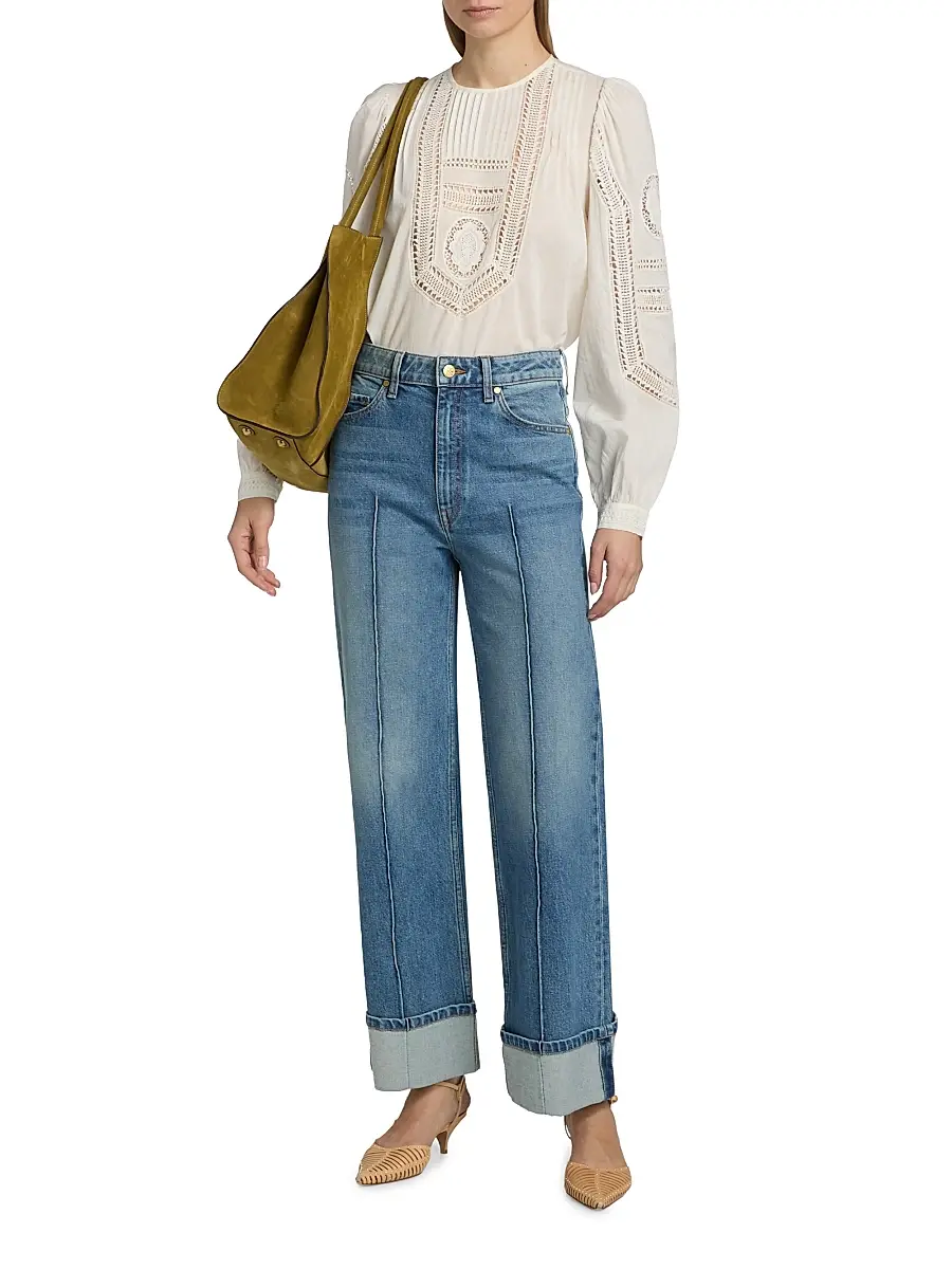 Ulla Johnson Women's Marlowe Open-Work Cotton Top | Thumbnail 2 Ulla Johnson Women's Marlowe Open-Work Cotton Top | Thumbnail 2