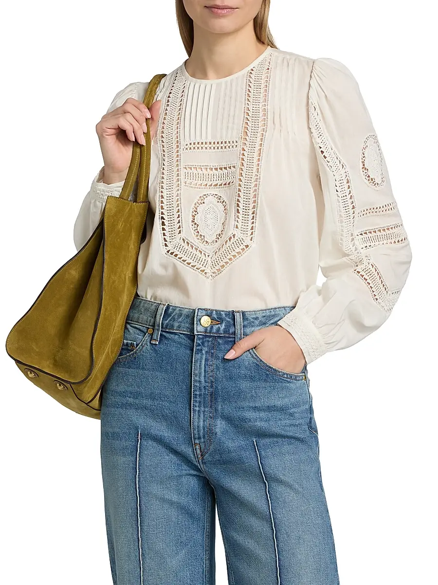 Ulla Johnson Women's Marlowe Open-Work Cotton Top | Thumbnail 3 Ulla Johnson Women's Marlowe Open-Work Cotton Top | Thumbnail 3