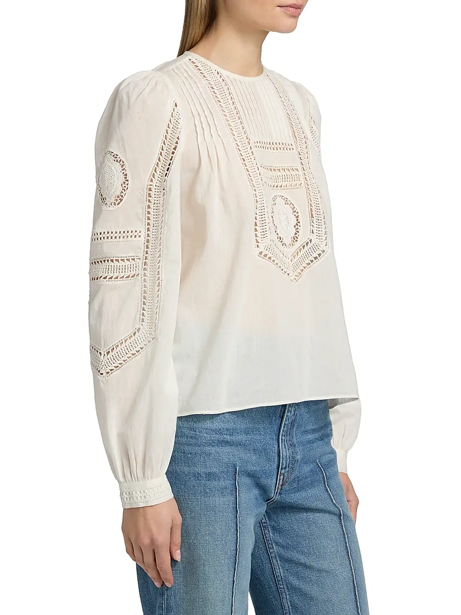 Ulla Johnson Women's Marlowe Open-Work Cotton Top | Thumbnail 4 Ulla Johnson Women's Marlowe Open-Work Cotton Top | Thumbnail 4