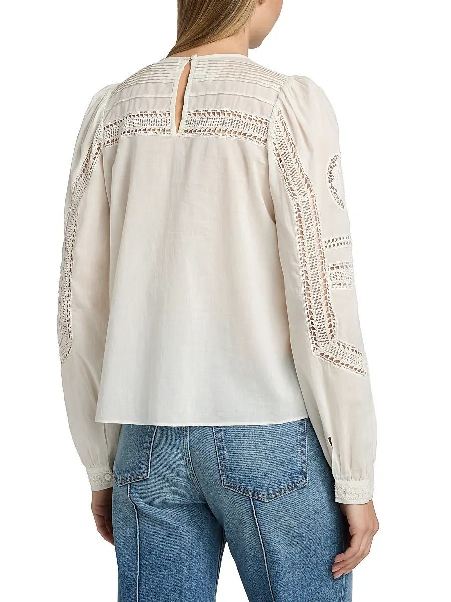 Ulla Johnson Women's Marlowe Open-Work Cotton Top | Thumbnail 5 Ulla Johnson Women's Marlowe Open-Work Cotton Top | Thumbnail 5