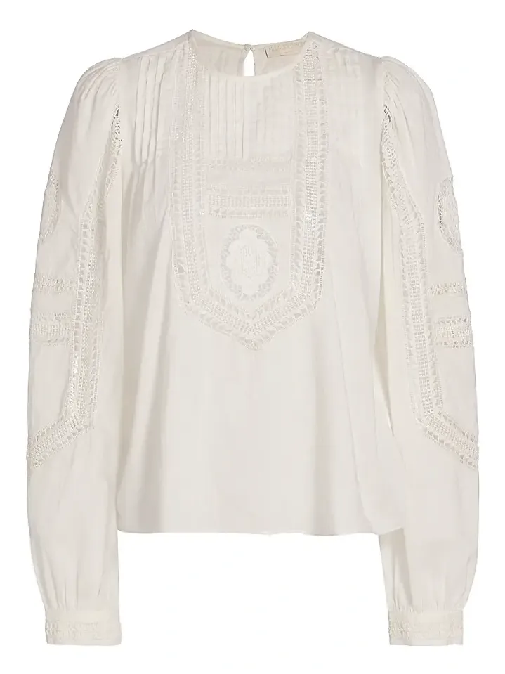 Women's Marlowe Open-Work Cotton Top