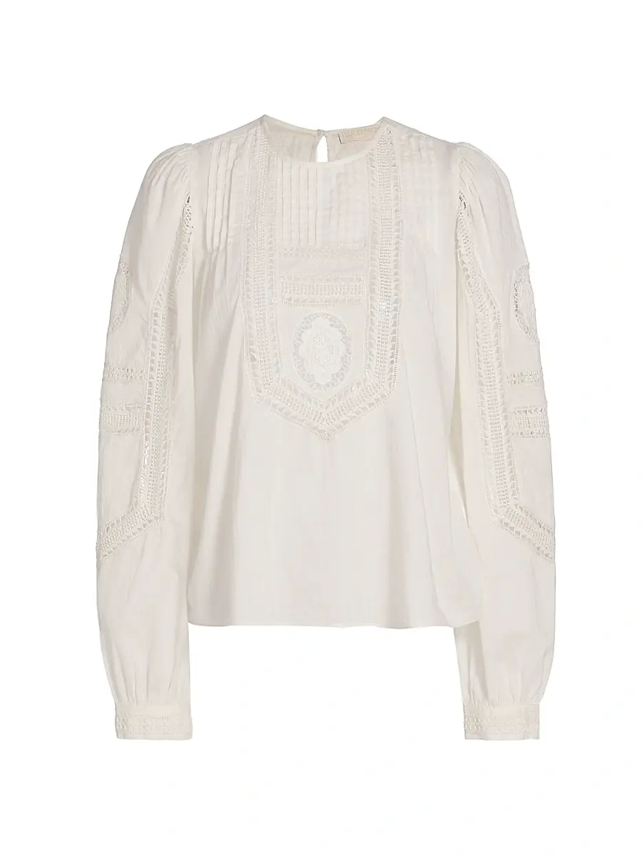 Ulla Johnson Women's Marlowe Open-Work Cotton Top - Pristine | Image 1 Ulla Johnson Women's Marlowe Open-Work Cotton Top - Pristine | Image 1