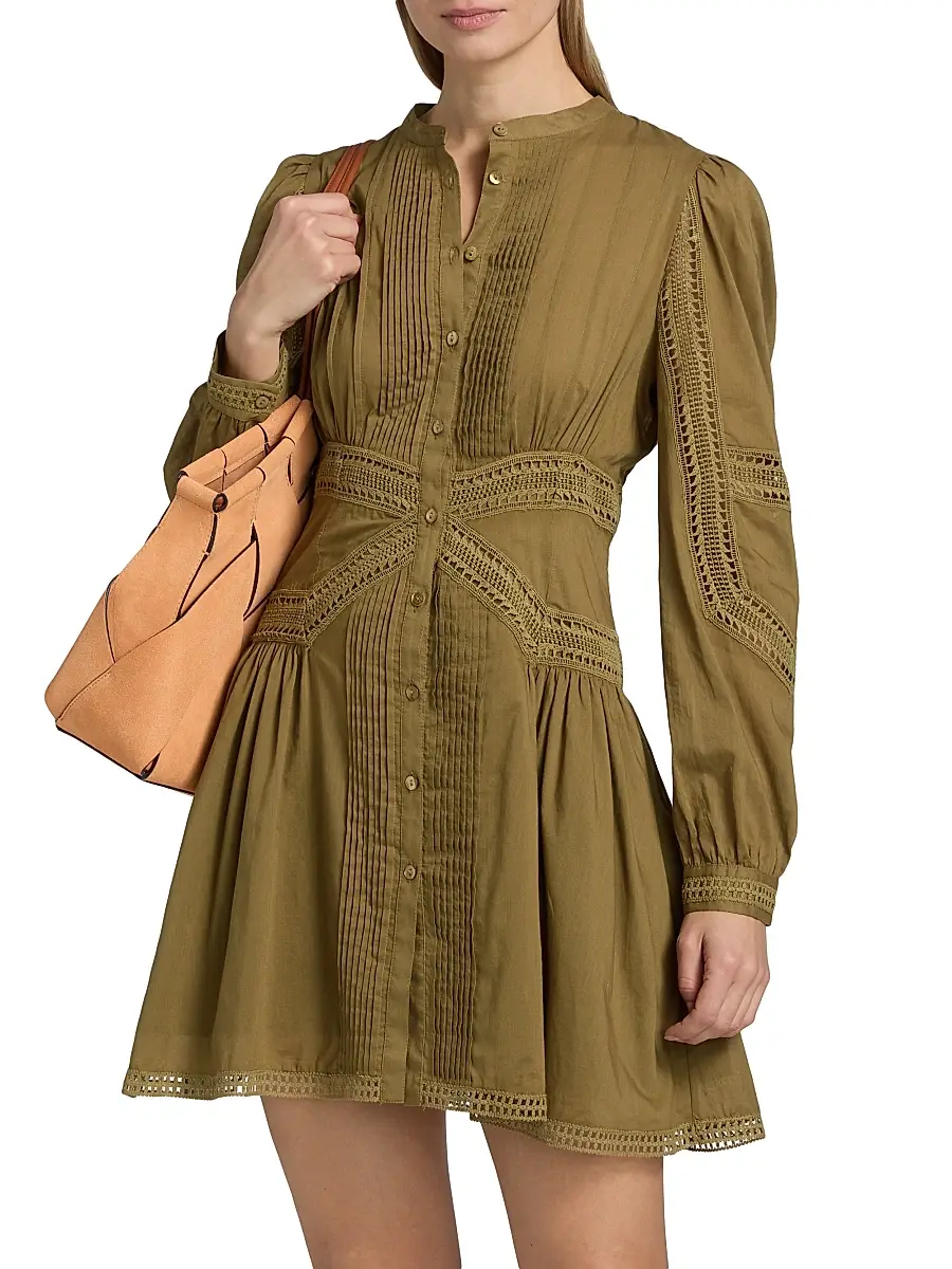 Ulla Johnson Women's Elysia Laced Cotton A-Line Minidress | Thumbnail 3 Ulla Johnson Women's Elysia Laced Cotton A-Line Minidress | Thumbnail 3