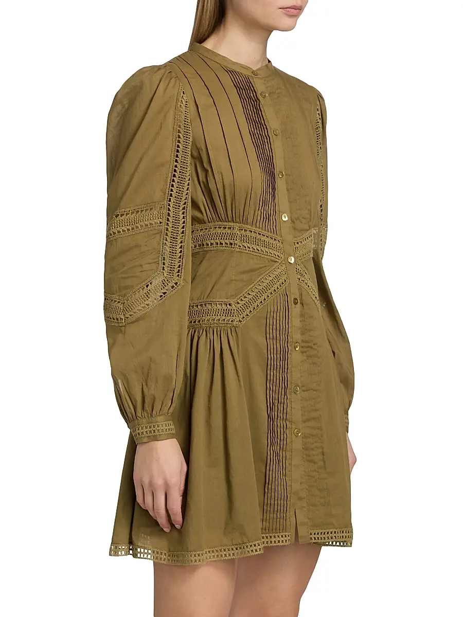 Ulla Johnson Women's Elysia Laced Cotton A-Line Minidress | Thumbnail 4 Ulla Johnson Women's Elysia Laced Cotton A-Line Minidress | Thumbnail 4