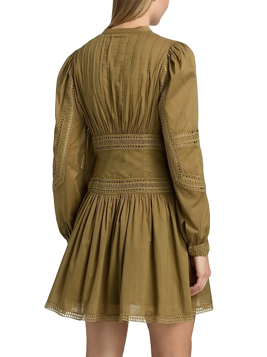 Ulla Johnson Women's Elysia Laced Cotton A-Line Minidress | Thumbnail 5 Ulla Johnson Women's Elysia Laced Cotton A-Line Minidress | Thumbnail 5