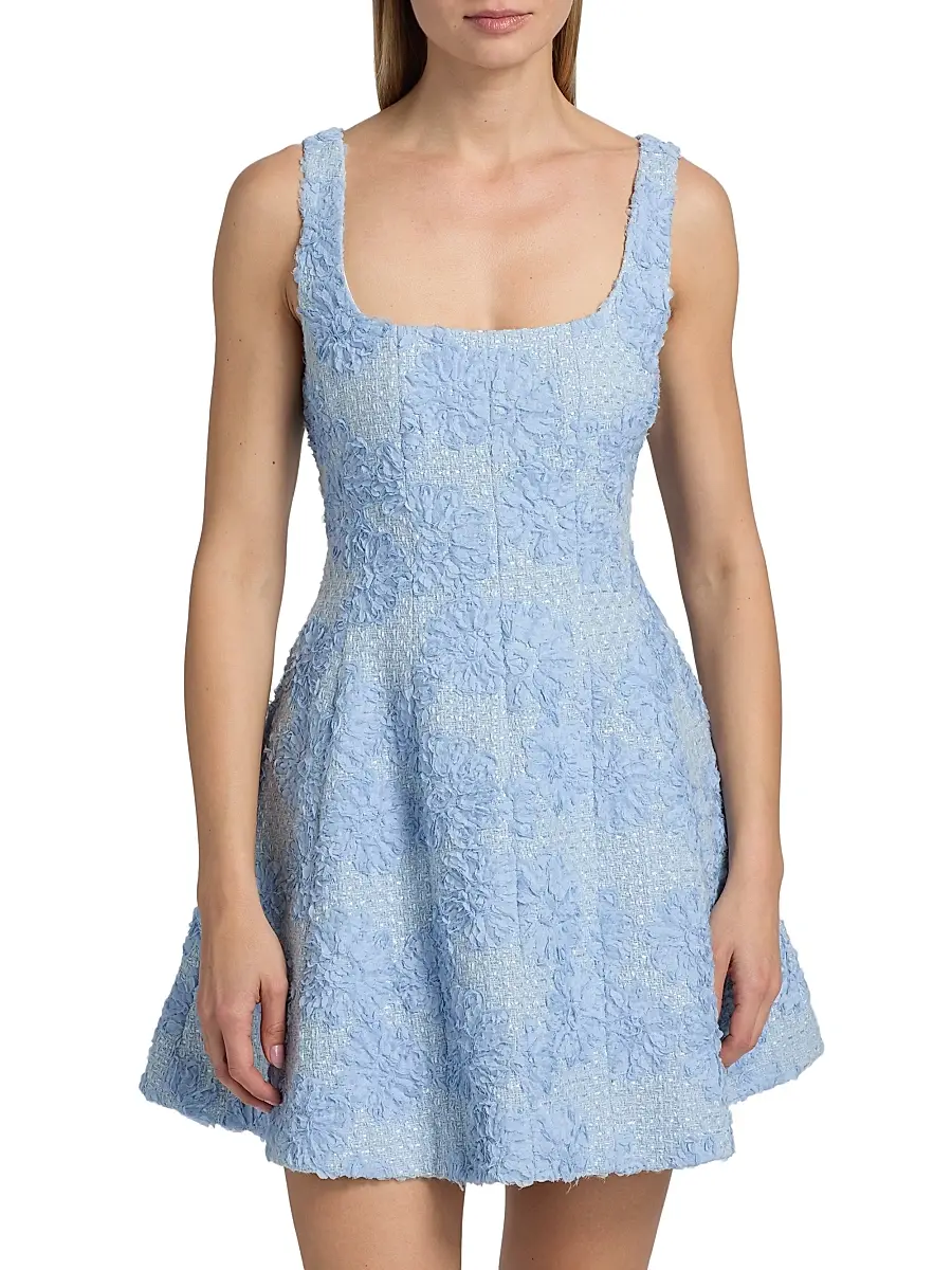 Milly Women's Minna Flower Appliqué Tweed Minidress | Thumbnail 3