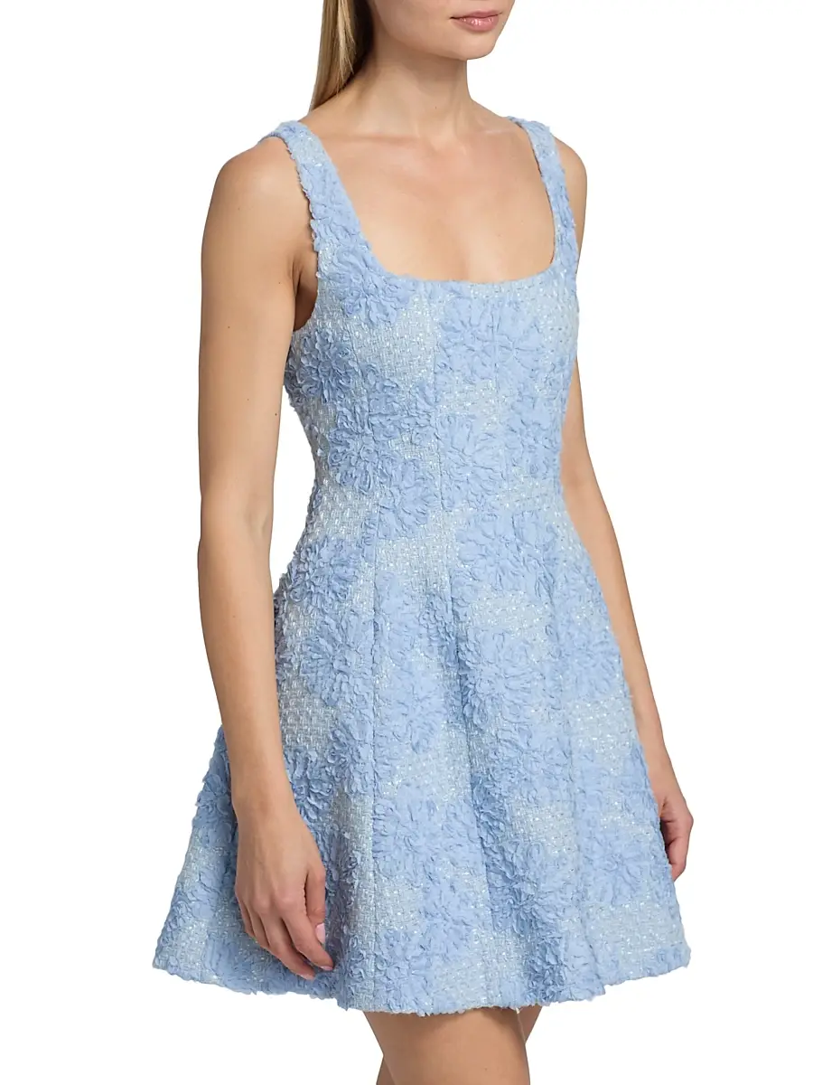 Milly Women's Minna Flower Appliqué Tweed Minidress | Thumbnail 4