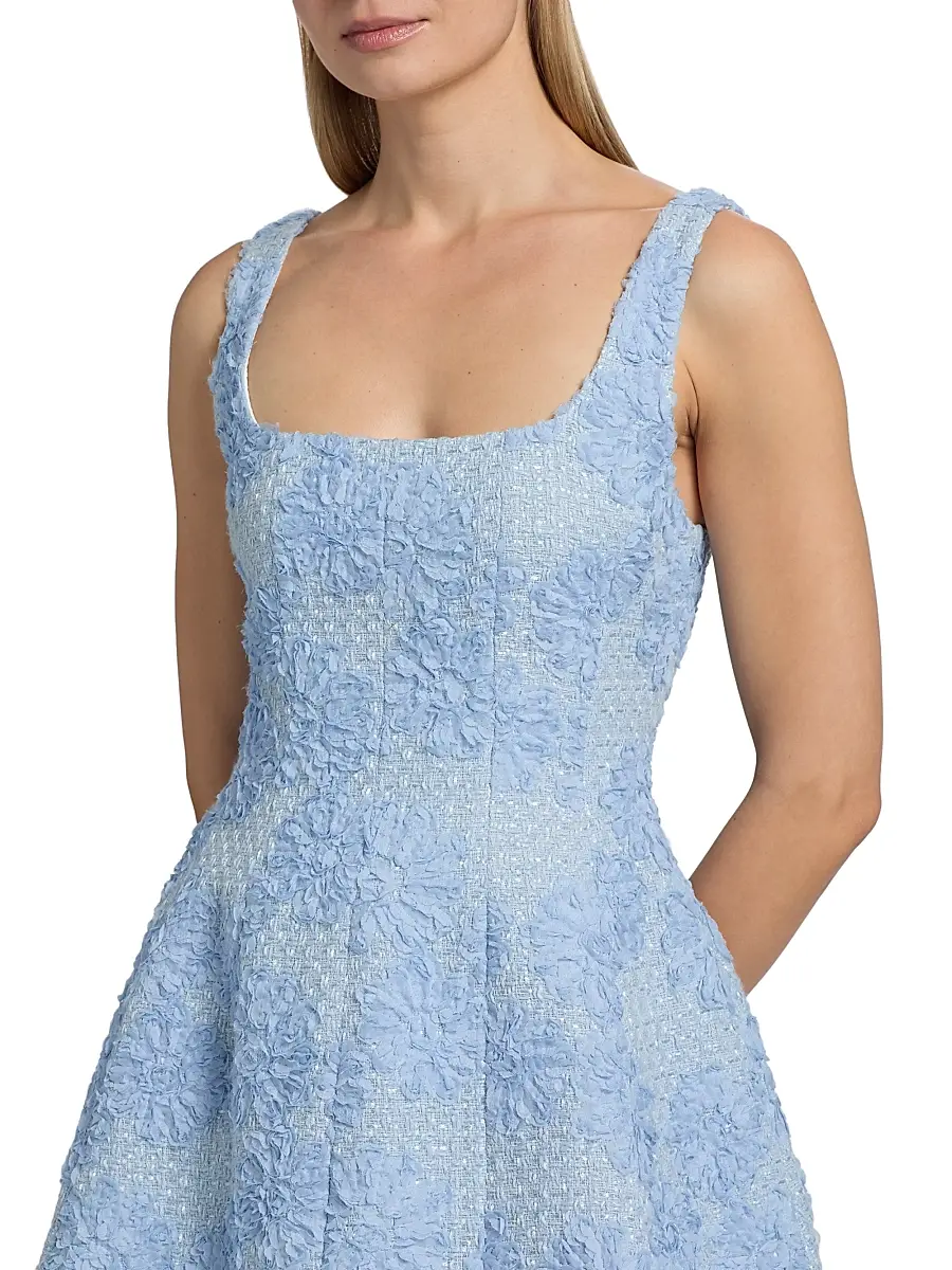 Milly Women's Minna Flower Appliqué Tweed Minidress | Thumbnail 6