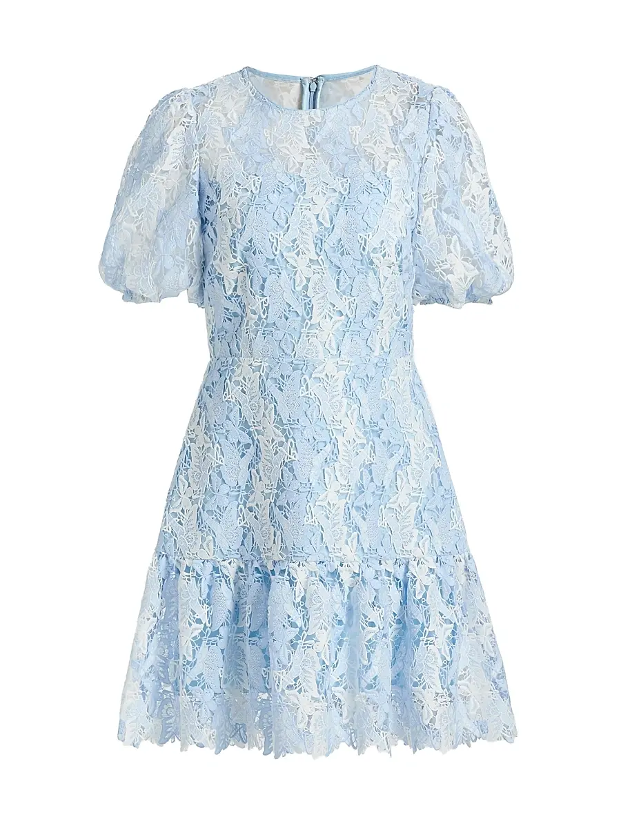 Milly Women's Yasmin Butterfly Lace Minidress - White Blue - Size 12 | Image 1 Milly Women's Yasmin Butterfly Lace Minidress - White Blue - Size 12 | Image 1