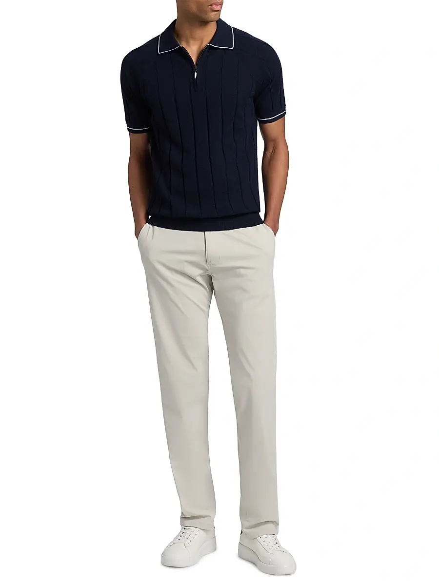 Saks Fifth Avenue Men's Terry Rib-Knit Zip Polo Shirt | Thumbnail 2 Saks Fifth Avenue Men's Terry Rib-Knit Zip Polo Shirt | Thumbnail 2