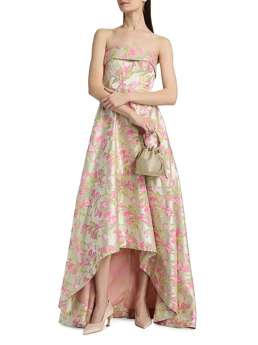 THEIA Women's Sylvana Floral Jacquard High-Low Gown | Thumbnail 2 THEIA Women's Sylvana Floral Jacquard High-Low Gown | Thumbnail 2