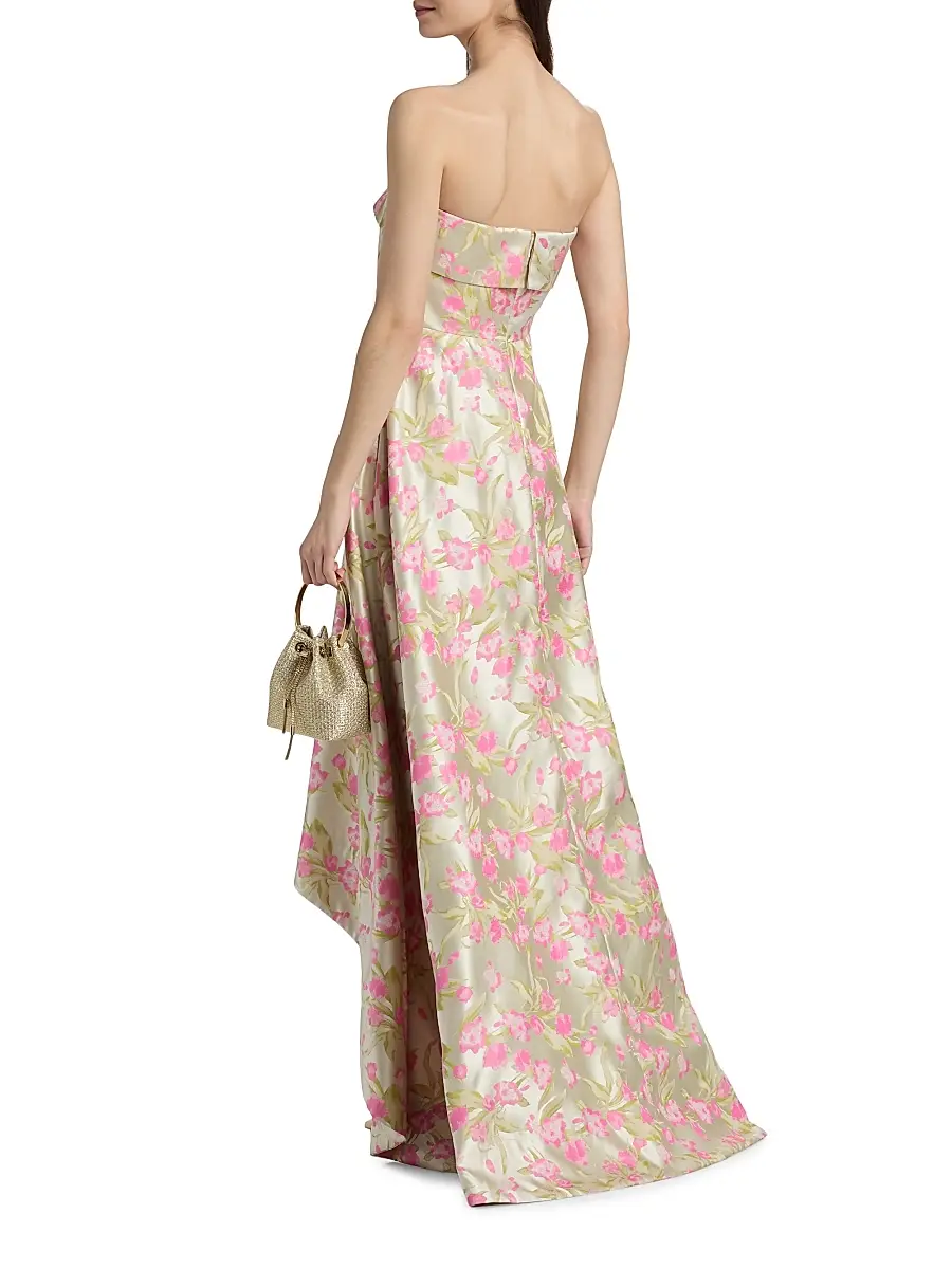 THEIA Women's Sylvana Floral Jacquard High-Low Gown | Thumbnail 5 THEIA Women's Sylvana Floral Jacquard High-Low Gown | Thumbnail 5