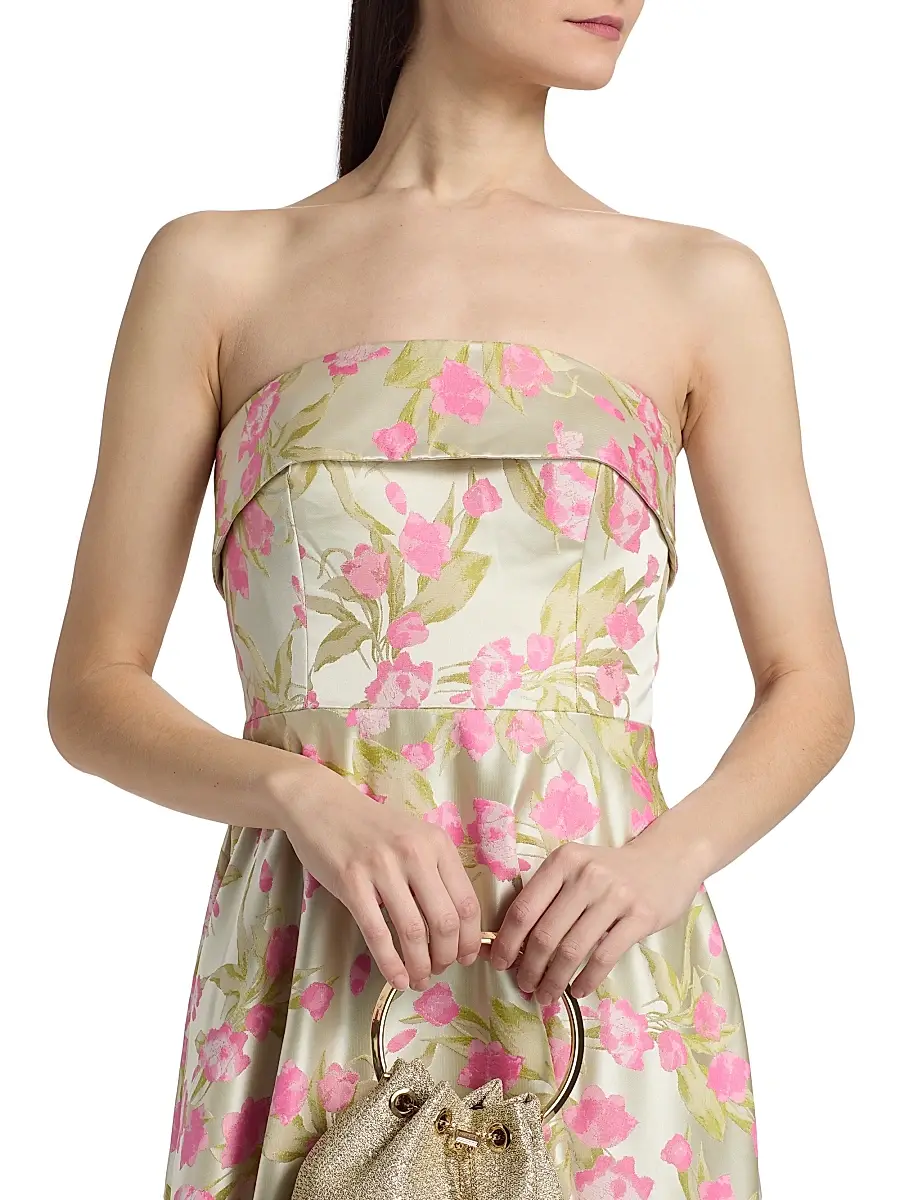 THEIA Women's Sylvana Floral Jacquard High-Low Gown | Thumbnail 6 THEIA Women's Sylvana Floral Jacquard High-Low Gown | Thumbnail 6