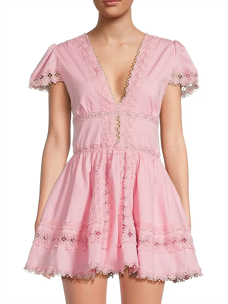Peixoto Women's Piper Lace-Trimmed Cotton Minidress | Thumbnail 3 Peixoto Women's Piper Lace-Trimmed Cotton Minidress | Thumbnail 3