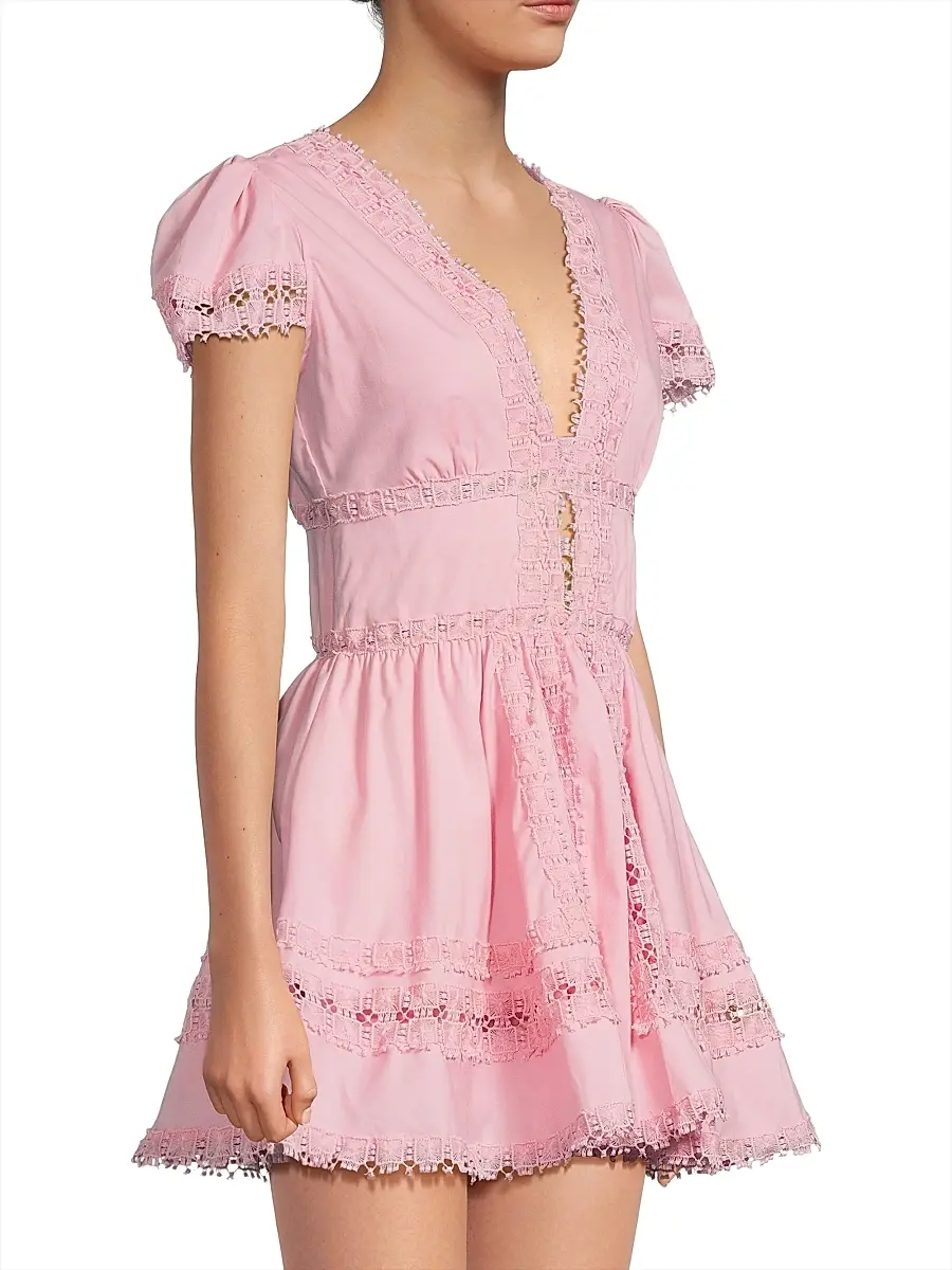 Peixoto Women's Piper Lace-Trimmed Cotton Minidress | Thumbnail 4 Peixoto Women's Piper Lace-Trimmed Cotton Minidress | Thumbnail 4