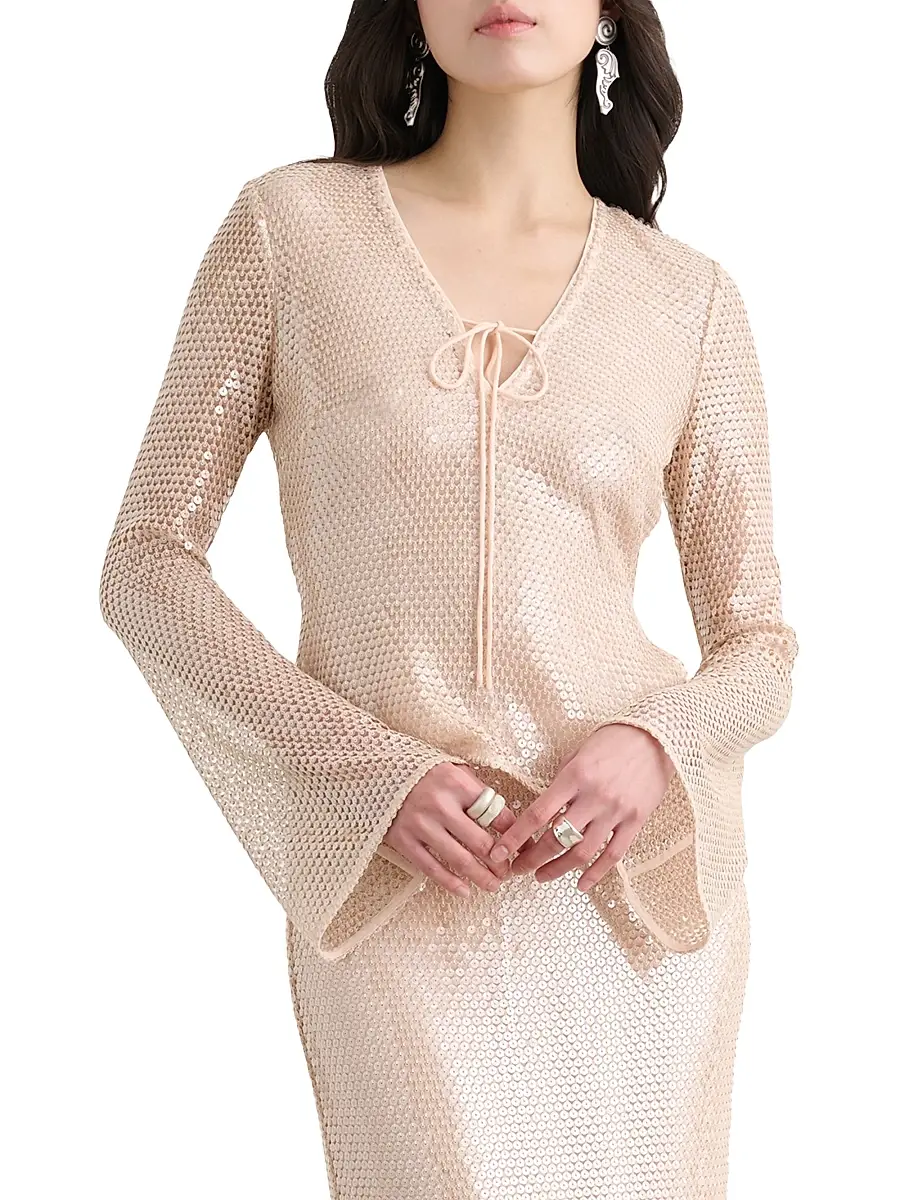 Toccin Women's Zuri Sequin Flare Sleeve Top | Thumbnail 3 Toccin Women's Zuri Sequin Flare Sleeve Top | Thumbnail 3