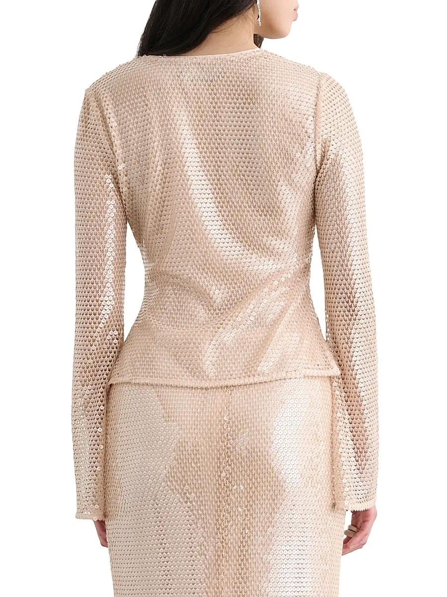 Toccin Women's Zuri Sequin Flare Sleeve Top | Thumbnail 5 Toccin Women's Zuri Sequin Flare Sleeve Top | Thumbnail 5