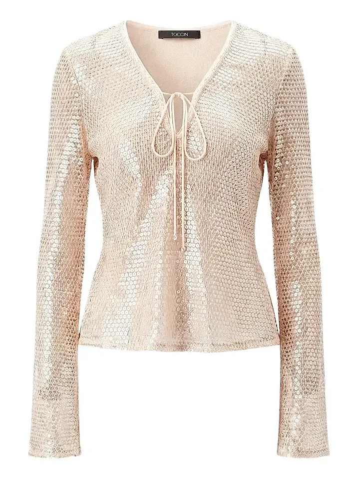 Toccin Women's Zuri Sequin Flare Sleeve Top | Thumbnail 1 Toccin Women's Zuri Sequin Flare Sleeve Top | Thumbnail 1