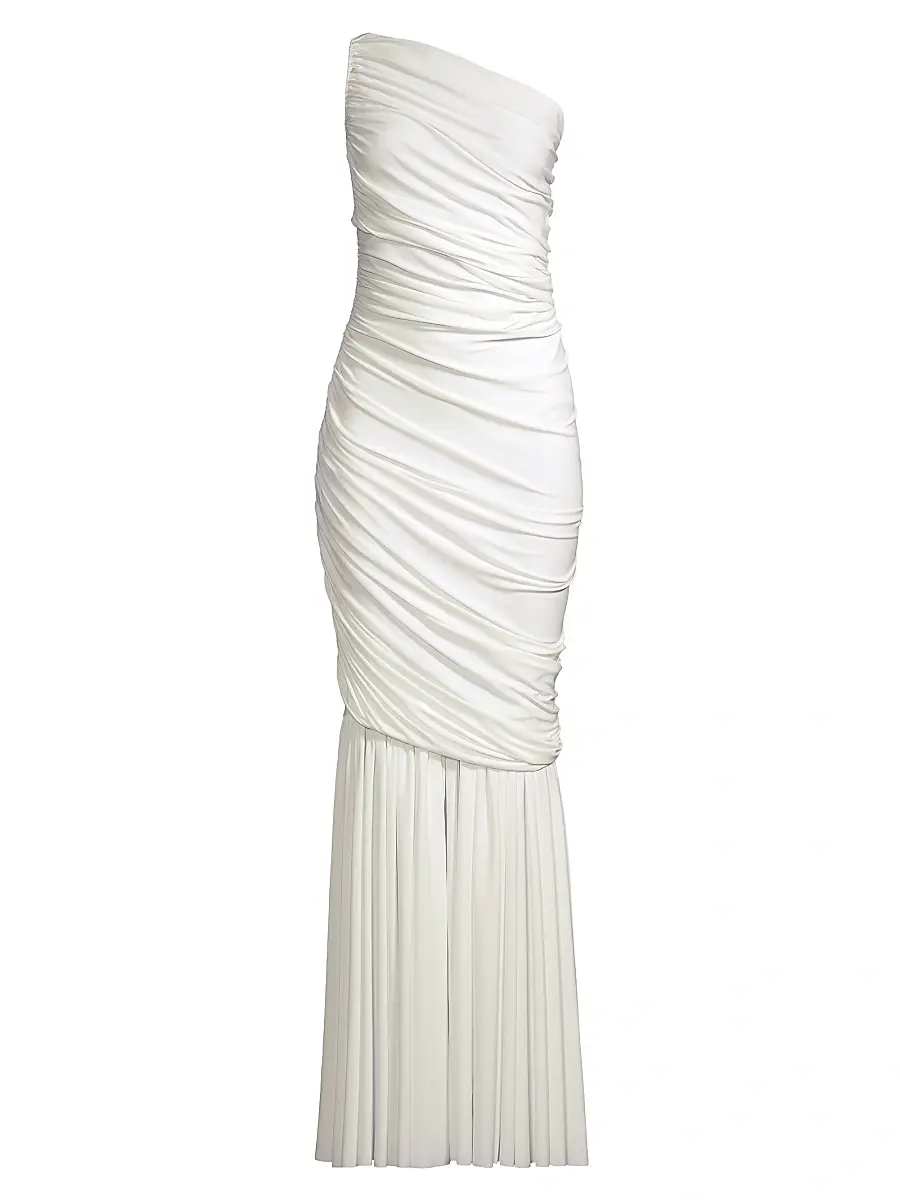 Norma Kamali Women's Diana Fringed Fishtail Gown - Snow White | Image 1 Norma Kamali Women's Diana Fringed Fishtail Gown - Snow White | Image 1