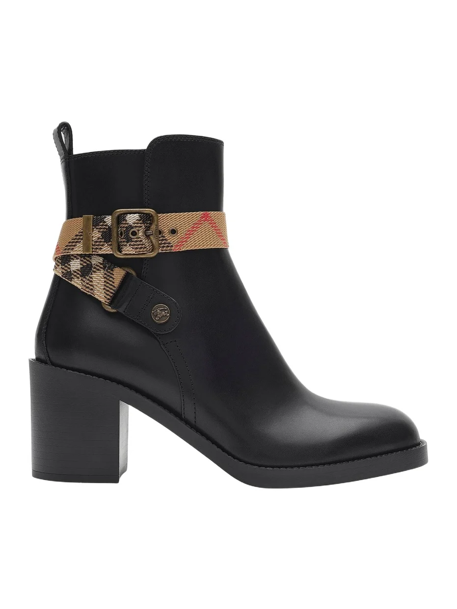 Women's Huntley Check-Strap Leather Ankle Boots Women's Huntley Check-Strap Leather Ankle Boots