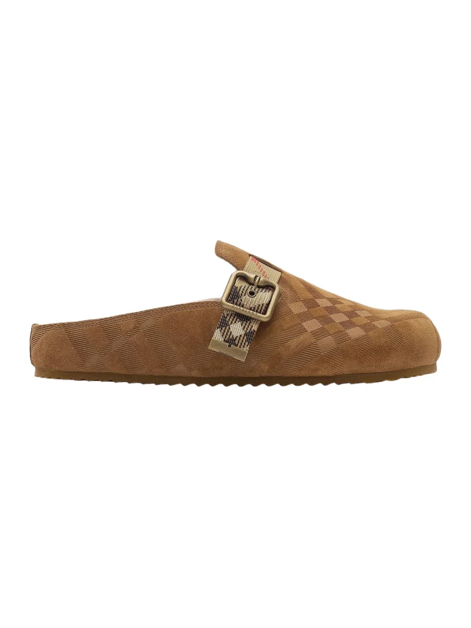Burberry Women's Urchin Check Shearling Lined Suede Clogs