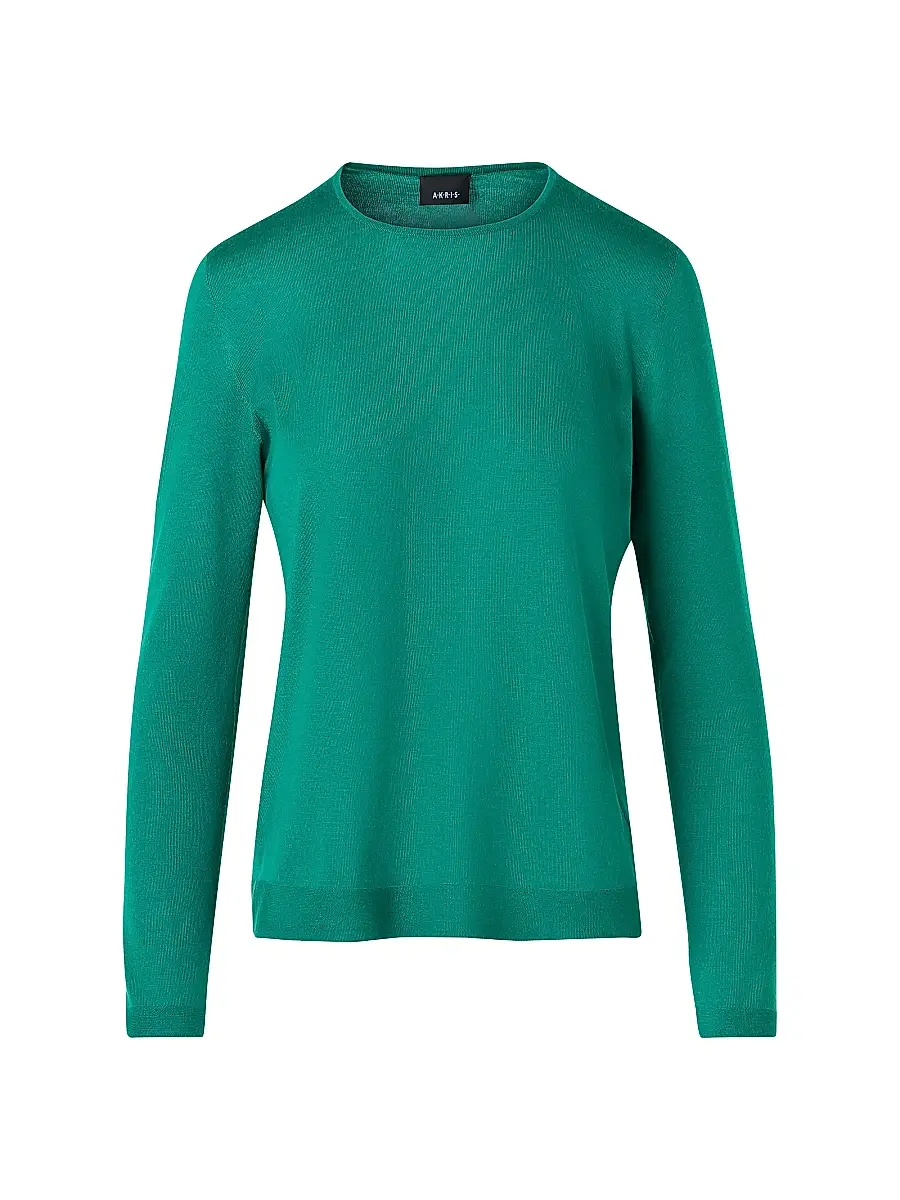 Akris Women's Fine-Gauge Knit Cashmere-Silk Sweater - Tourmaline | Image 1 Akris Women's Fine-Gauge Knit Cashmere-Silk Sweater - Tourmaline | Image 1